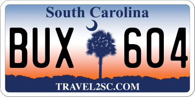 SC license plate BUX604