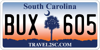 SC license plate BUX605
