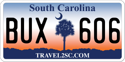 SC license plate BUX606