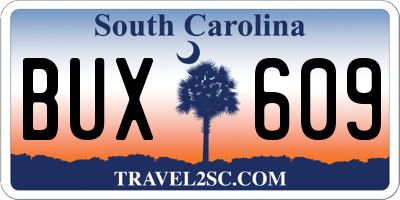 SC license plate BUX609