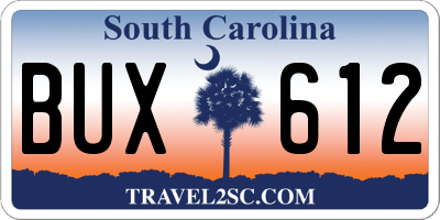 SC license plate BUX612