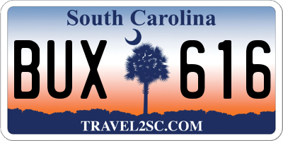 SC license plate BUX616