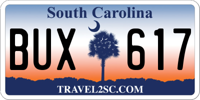 SC license plate BUX617