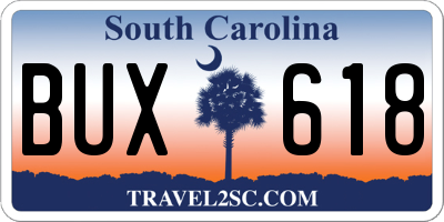 SC license plate BUX618