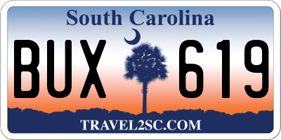 SC license plate BUX619