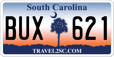 SC license plate BUX621