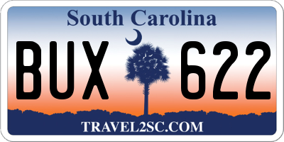 SC license plate BUX622