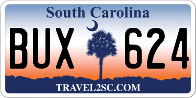 SC license plate BUX624