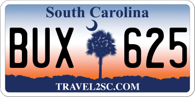 SC license plate BUX625
