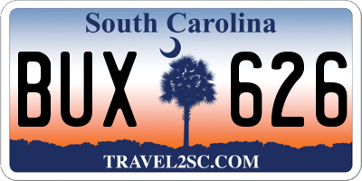 SC license plate BUX626