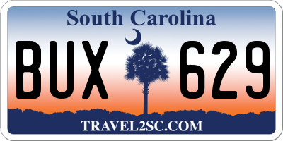 SC license plate BUX629