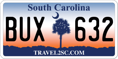 SC license plate BUX632