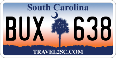 SC license plate BUX638