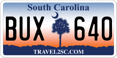 SC license plate BUX640