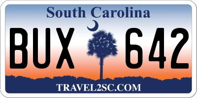 SC license plate BUX642