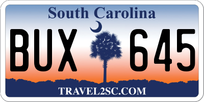 SC license plate BUX645