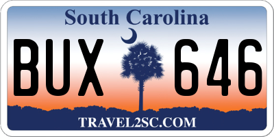 SC license plate BUX646