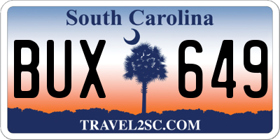 SC license plate BUX649