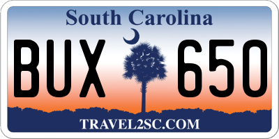 SC license plate BUX650