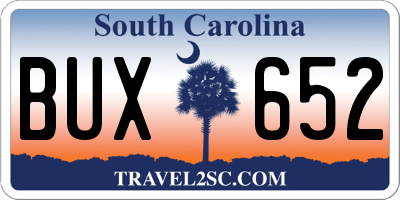 SC license plate BUX652
