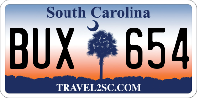 SC license plate BUX654