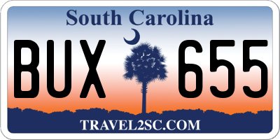 SC license plate BUX655
