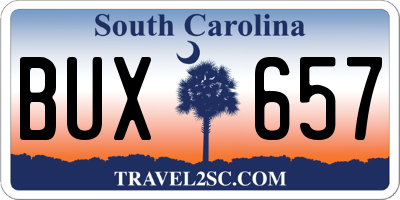 SC license plate BUX657