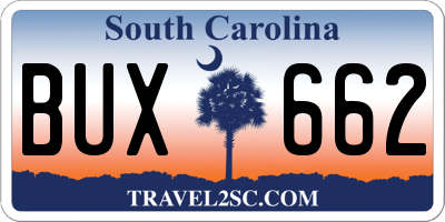 SC license plate BUX662