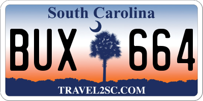 SC license plate BUX664