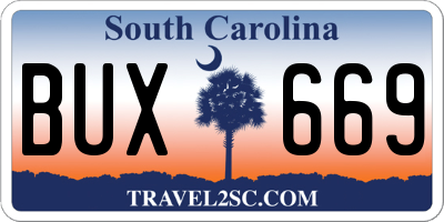 SC license plate BUX669
