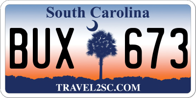 SC license plate BUX673
