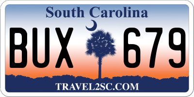 SC license plate BUX679