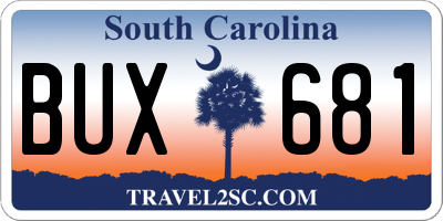 SC license plate BUX681