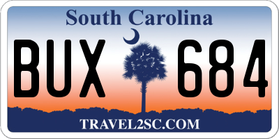 SC license plate BUX684