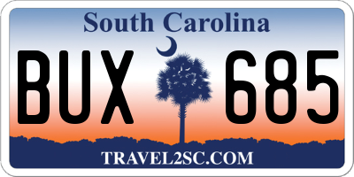 SC license plate BUX685