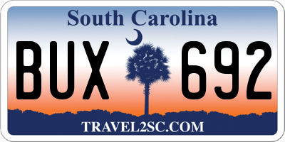 SC license plate BUX692