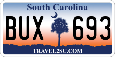 SC license plate BUX693