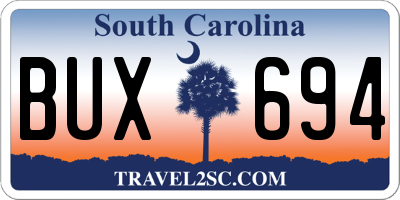 SC license plate BUX694