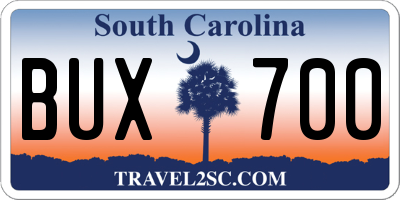 SC license plate BUX700
