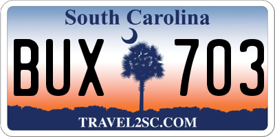 SC license plate BUX703