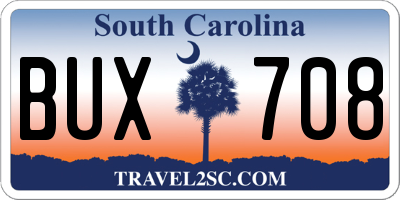 SC license plate BUX708