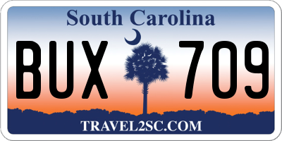 SC license plate BUX709