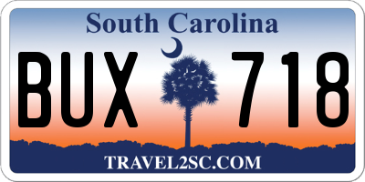 SC license plate BUX718