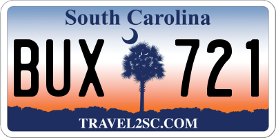 SC license plate BUX721
