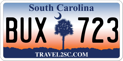 SC license plate BUX723