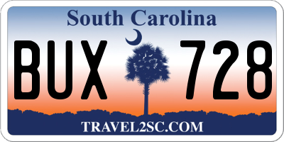 SC license plate BUX728