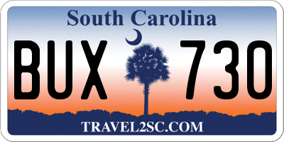 SC license plate BUX730