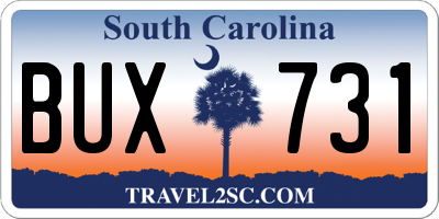 SC license plate BUX731