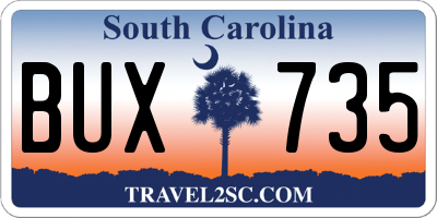 SC license plate BUX735
