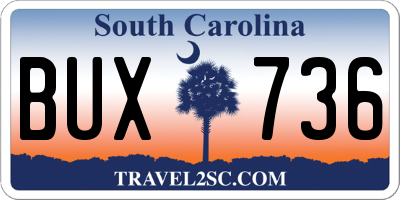 SC license plate BUX736